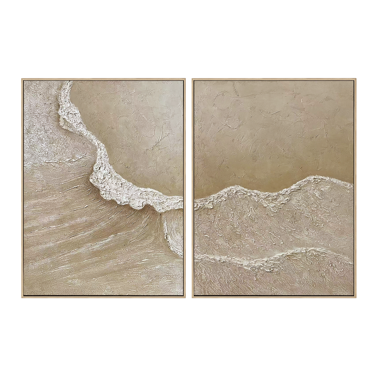 Earth Whisper Beige Textured Abstract Painting Set Set of 2
