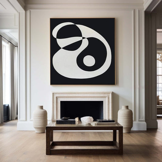Eclipse Balance Black White Abstract Painting