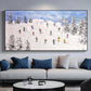 Snowfield Symphony – Group Skiers Textured Painting