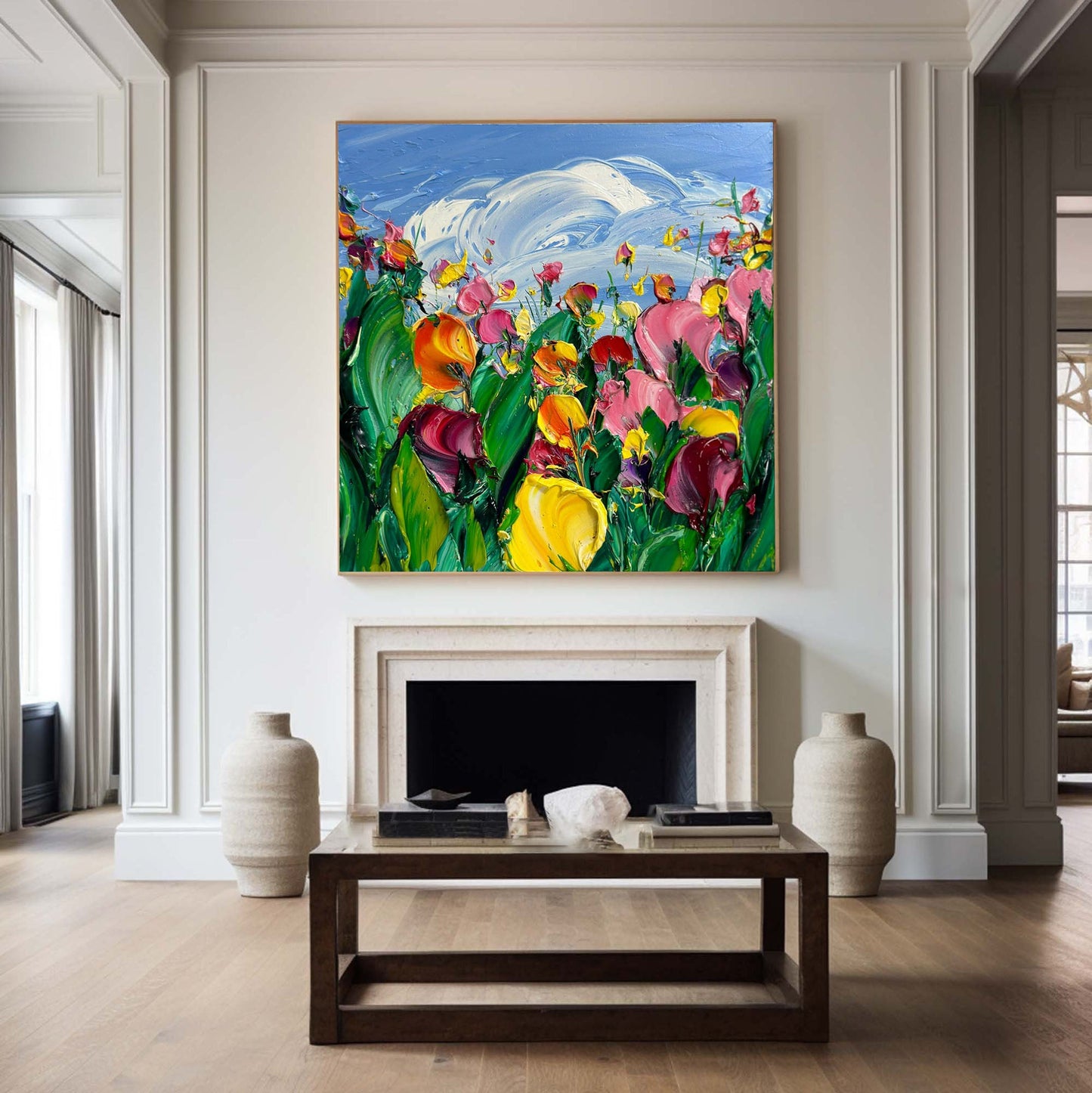 Sky Meadow Tulip Texture Painting