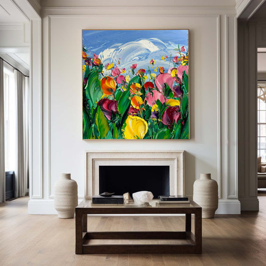 Sky Meadow Tulip Texture Painting