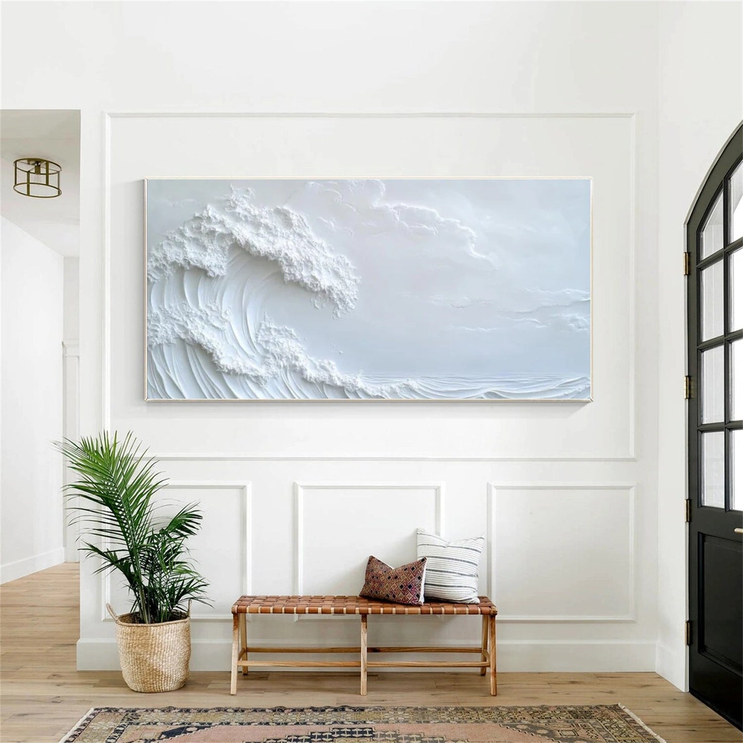White Ocean Wave Textured Painting