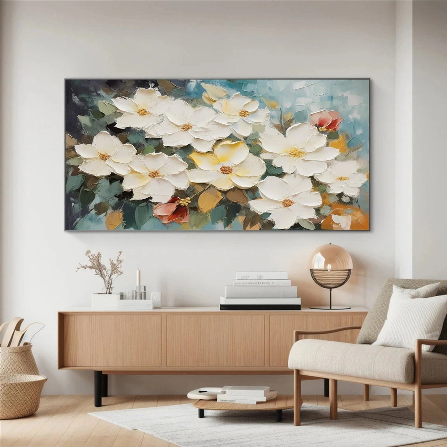 Ivory Bloom White Floral Painting