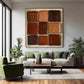 Caramel Nine-Block Textured Abstract Painting