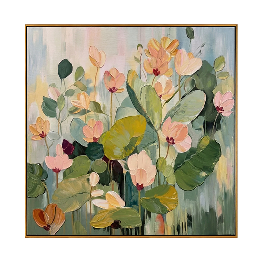 Serene Cyclamen Bloom Impasto Floral Painting