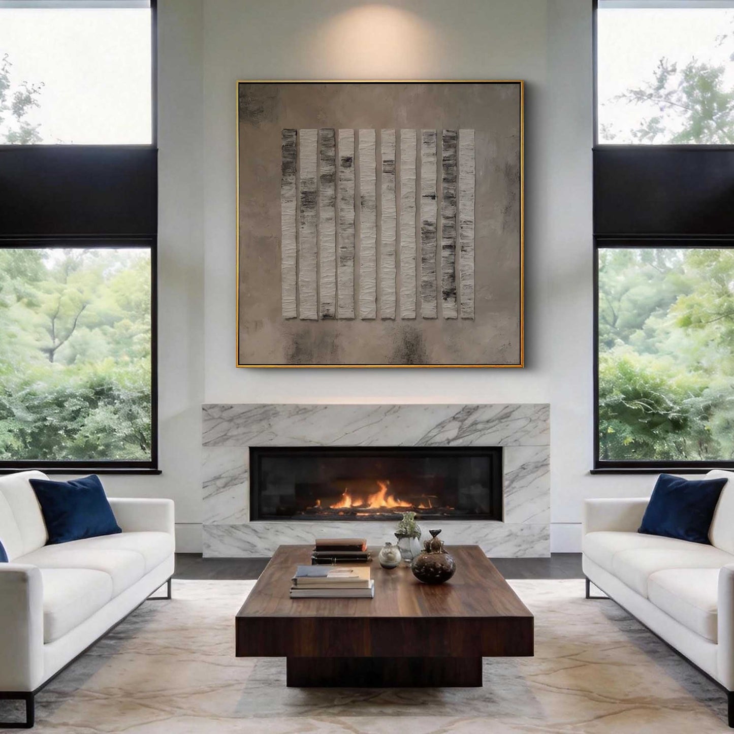 Neutral Vertical Stripes Painting