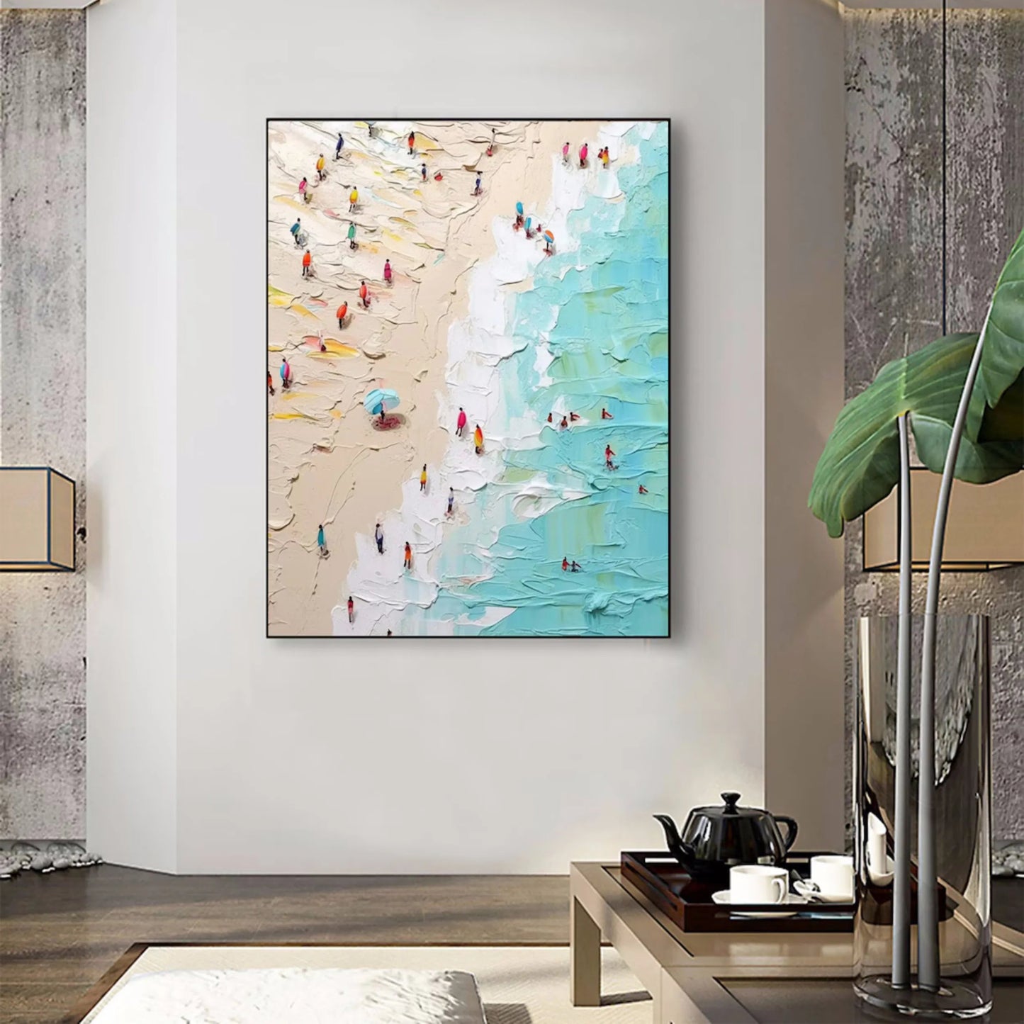 Golden Shoreline-Sunlit Beach Painting