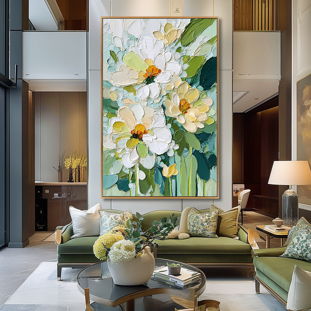 Mint Breeze Floral Abstract Painting