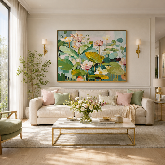 Green Floral Abstract Painting