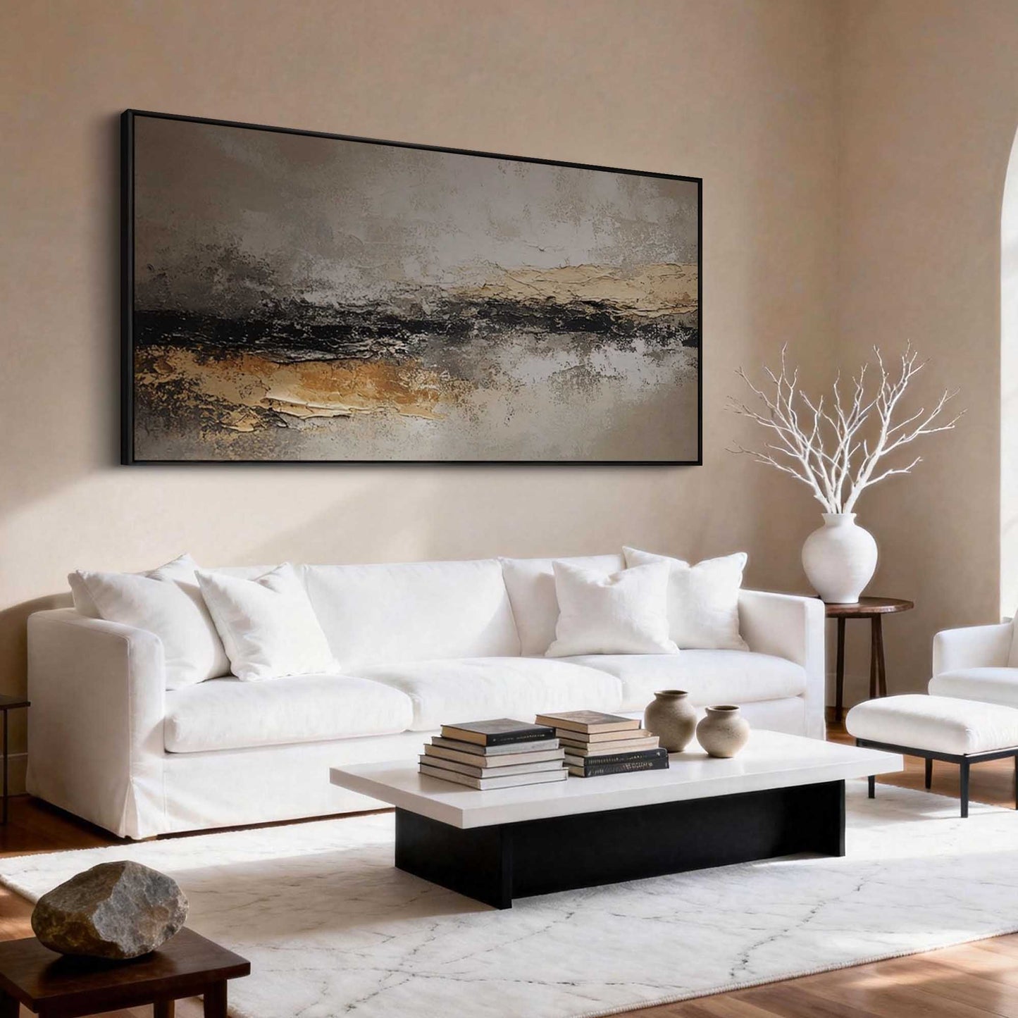 Black Gold Horizon Abstract Painting