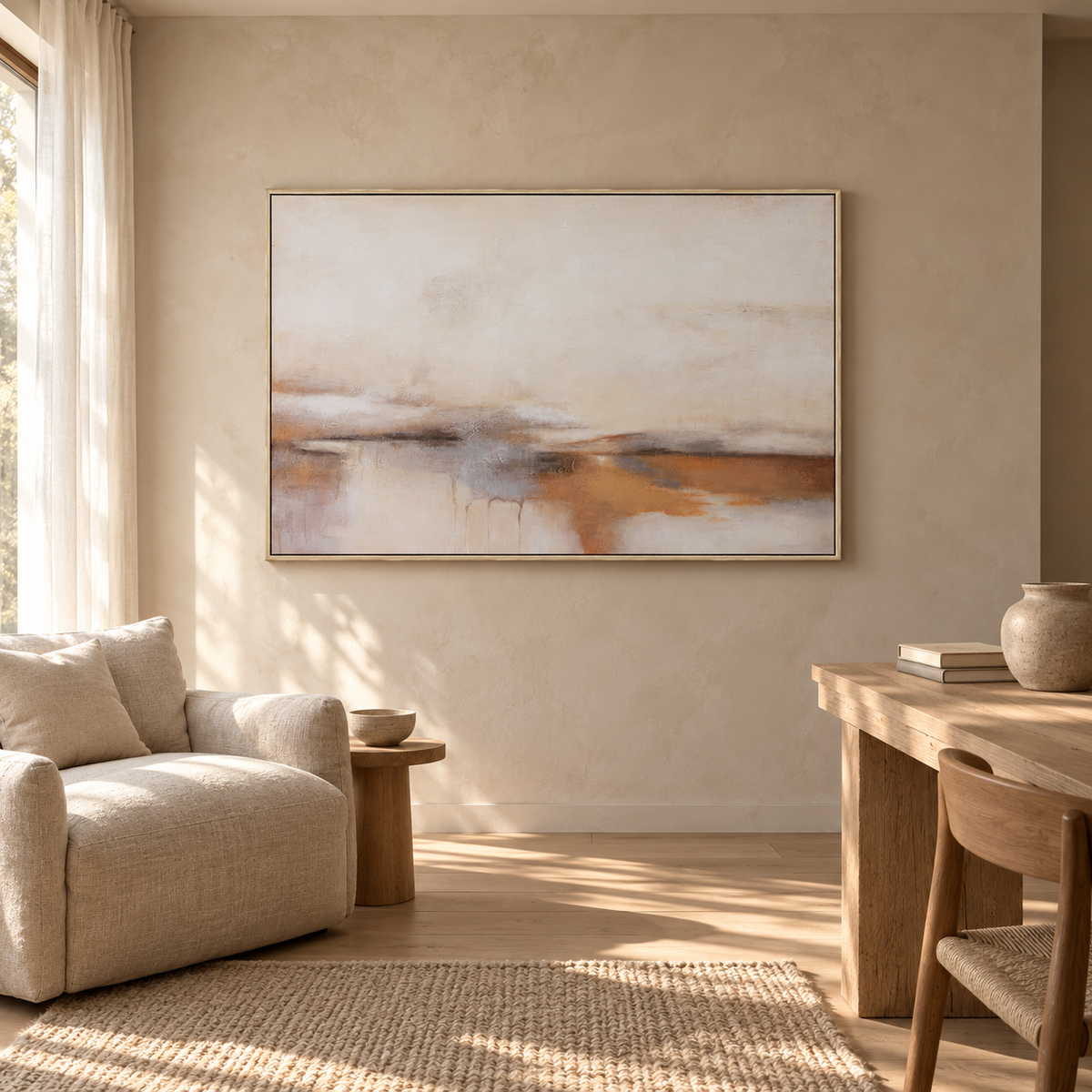 Quiet Horizon Neutral Abstract Painting