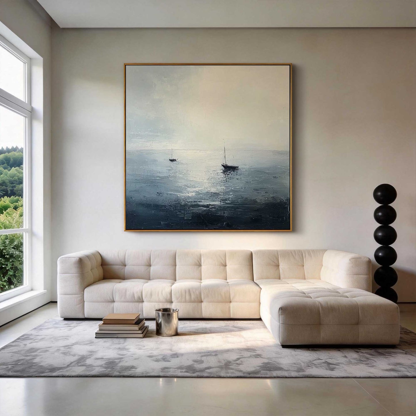 Misty Harbor Sailboat Painting