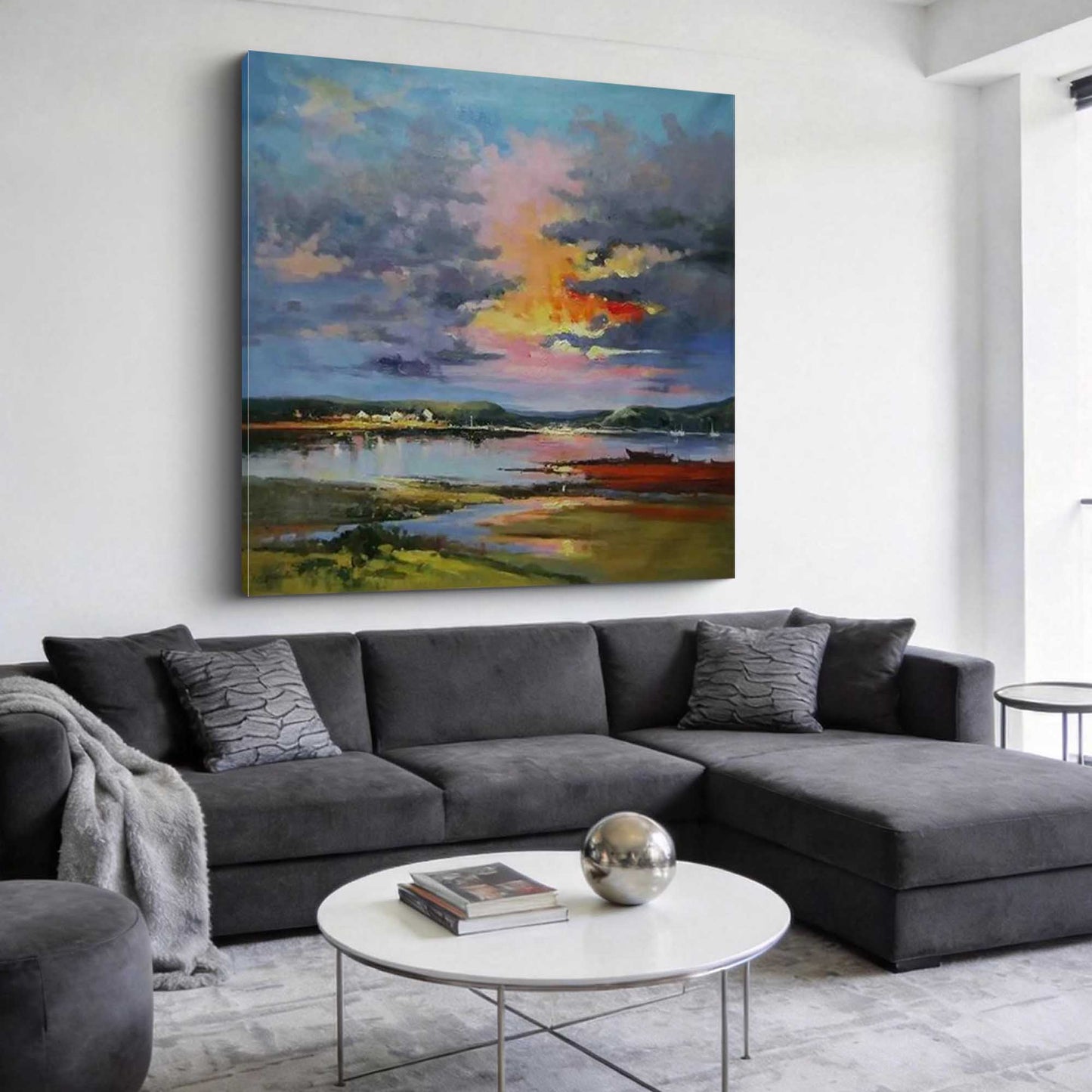 Sunset Harbor Impressionist Landscape Canvas Art