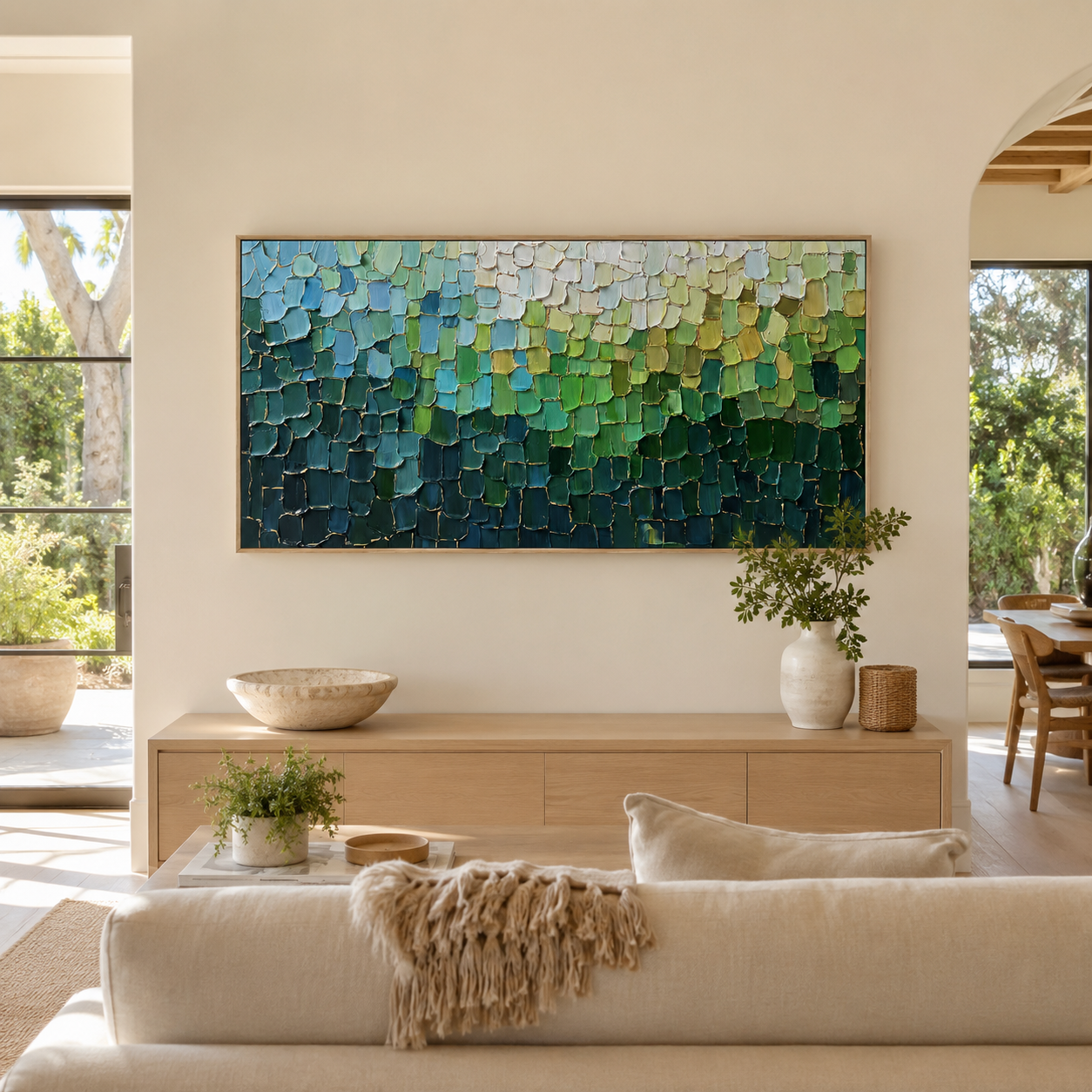 Emerald Mosaic Textured Abstract Painting #RIS2 (314)