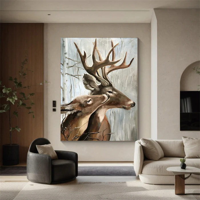 Whispered Affection Deer Painting