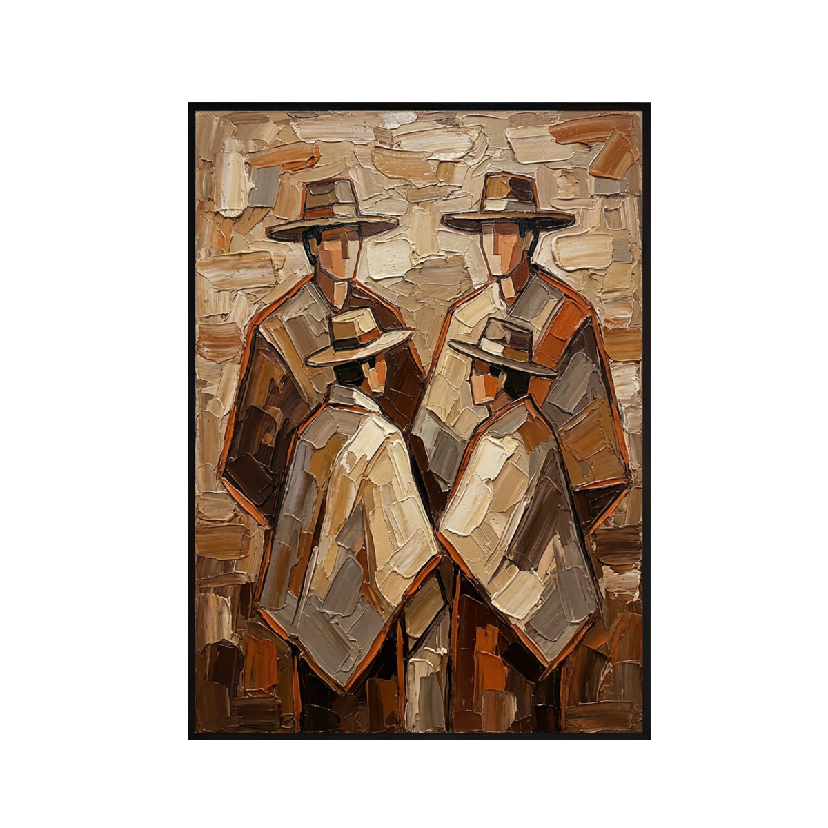 Cultural Trio – Earthy Textured Folk Art Painting