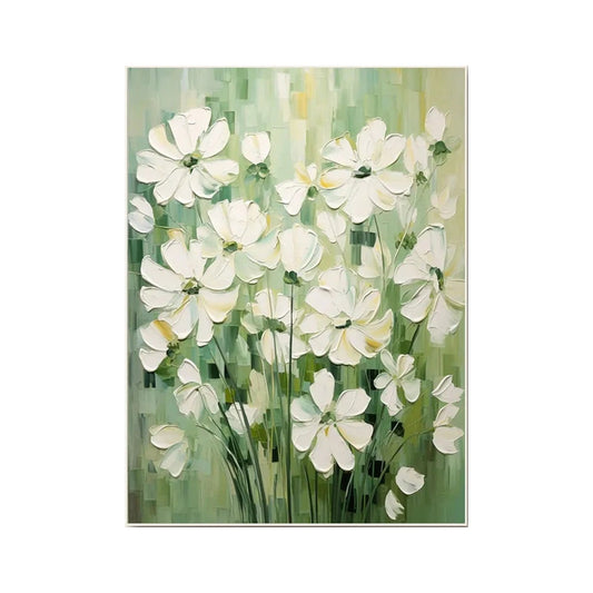 Soft Meadow White Blossoms Abstract Painting
