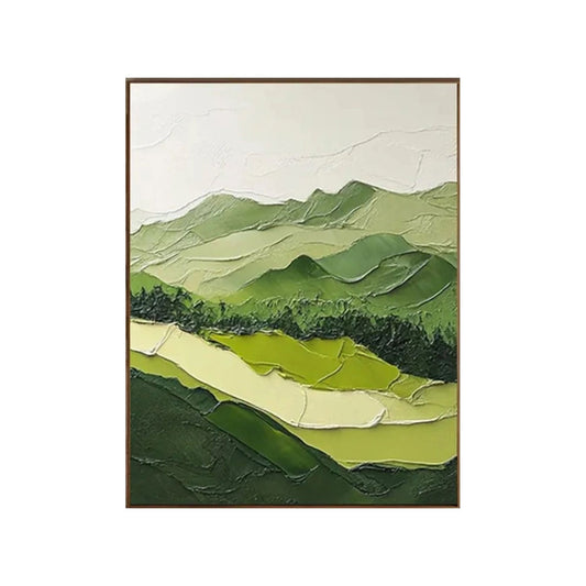 Quiet Green Ridge Abstract Landscape Painting
