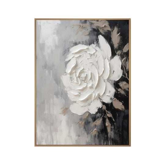 Ivory Whisper White Rose Abstract Painting