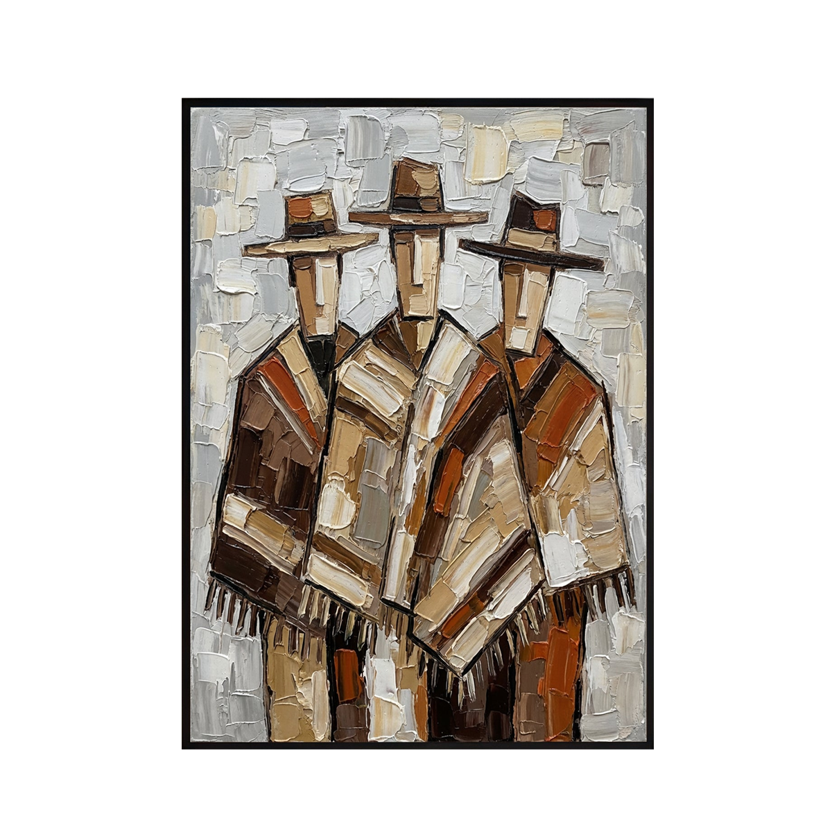 Heritage Trio – Earth Tone Textured Figurative Painting