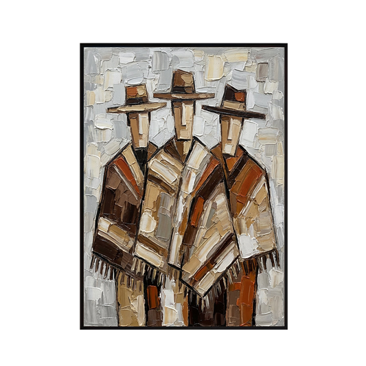 Heritage Trio – Earth Tone Textured Figurative Painting