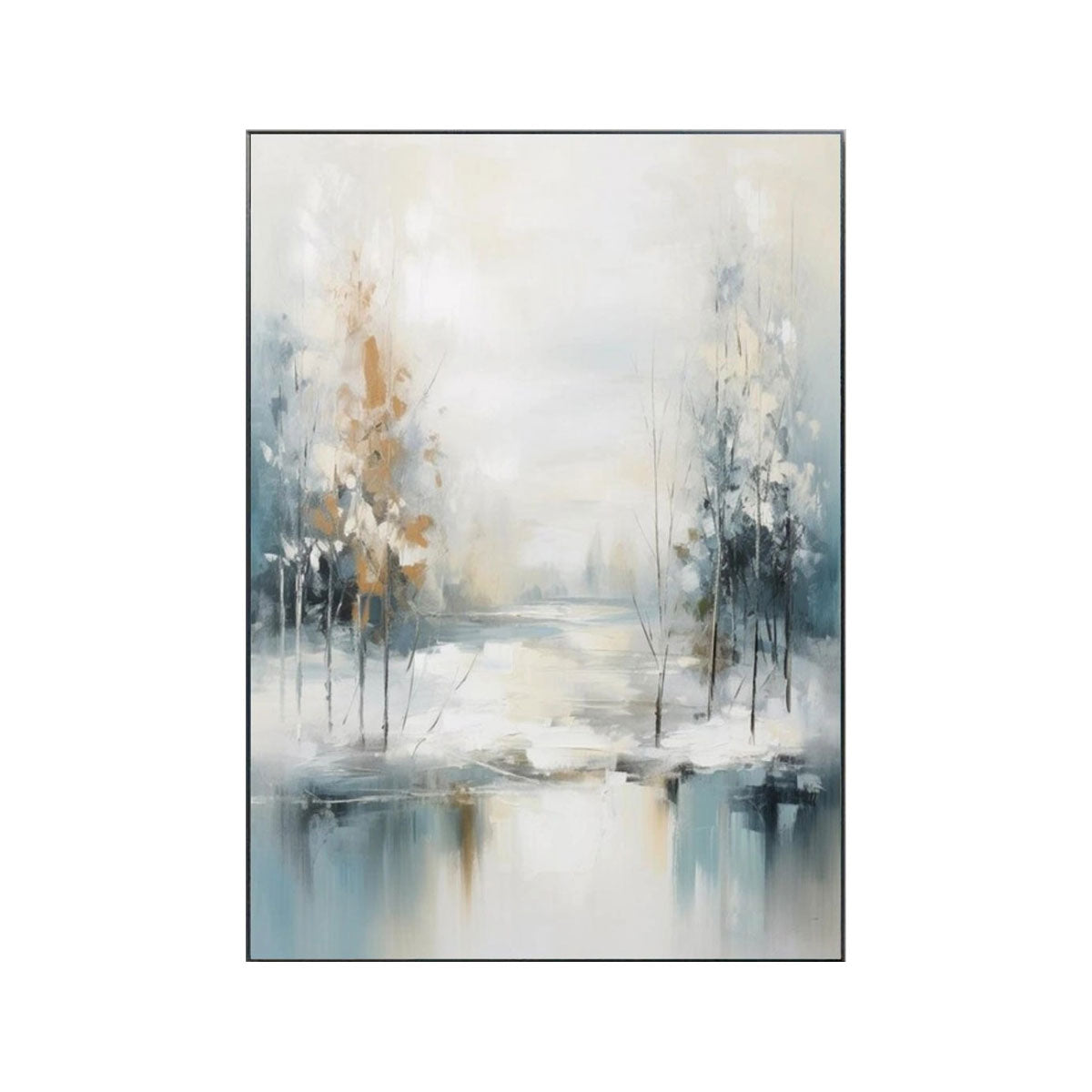 Pale Dawn Lake Reflection Painting