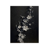 Midnight Silver Blossom Abstract Painting