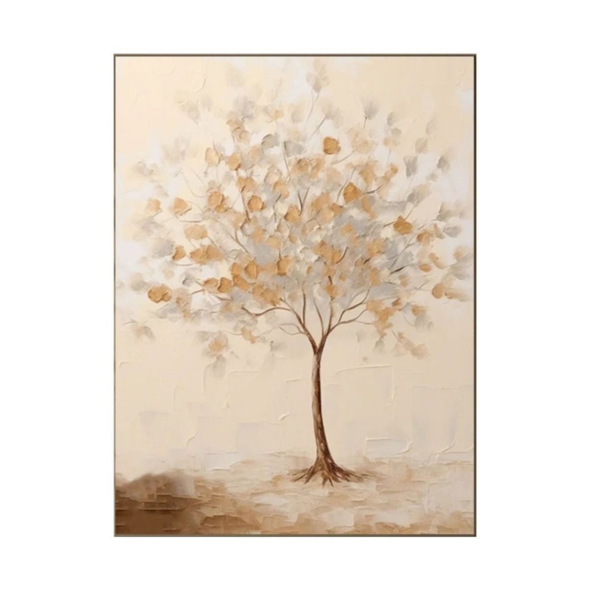 Warm Hush Ivory Tree Abstract Painting