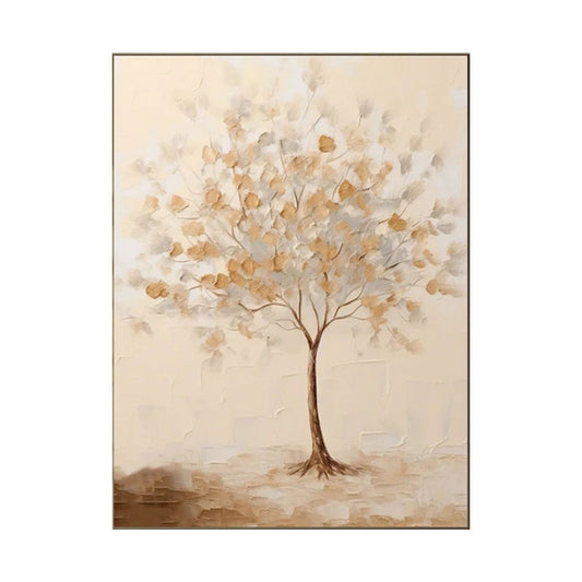 Warm Hush Ivory Tree Abstract Painting