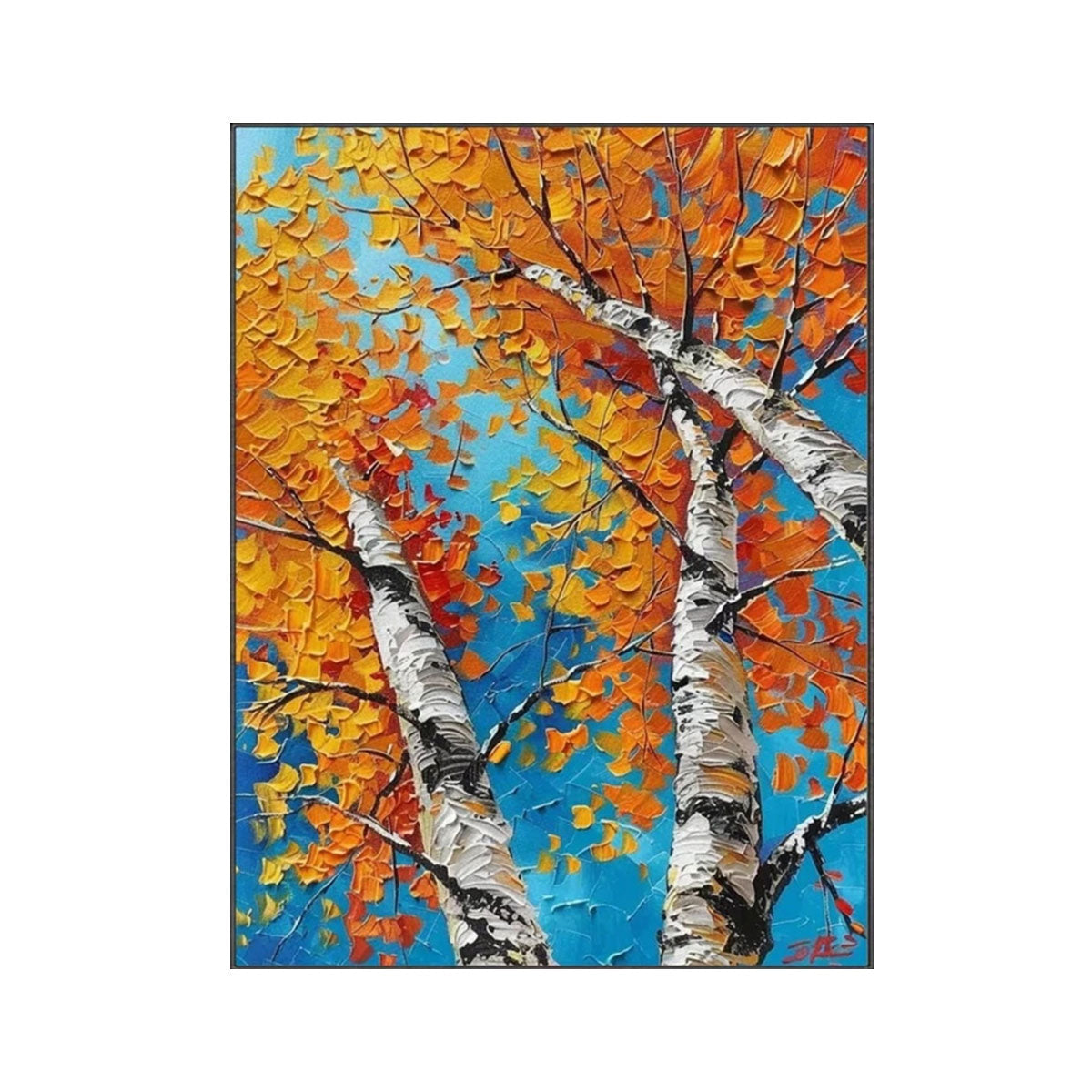 Golden Sky Birch Autumn Painting