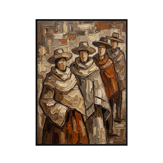 Cultural Quartet – Earth Tone Textured Figurative Painting
