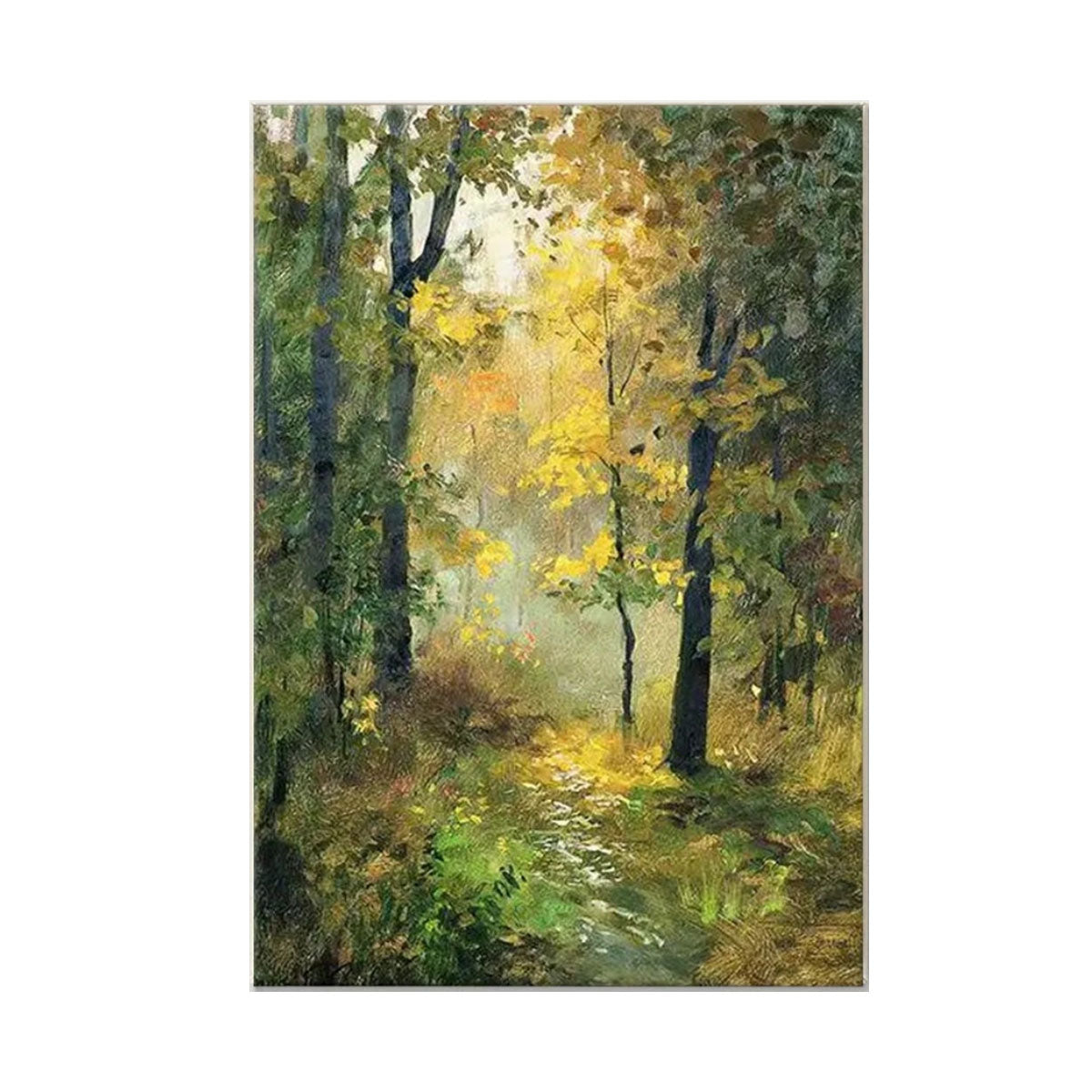 Golden Forest Path Abstract Painting
