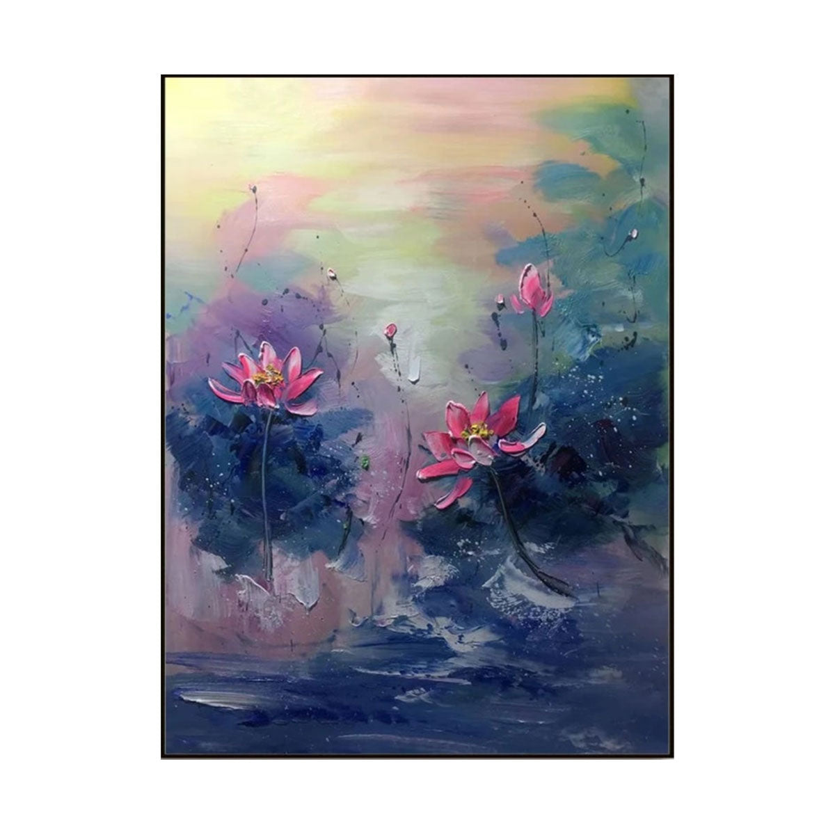 Twilight Lotus Glow Abstract Painting