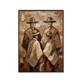 Cultural Trio – Earthy Textured Folk Art Painting
