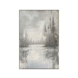 Silent Mist Lake Abstract Landscape Painting