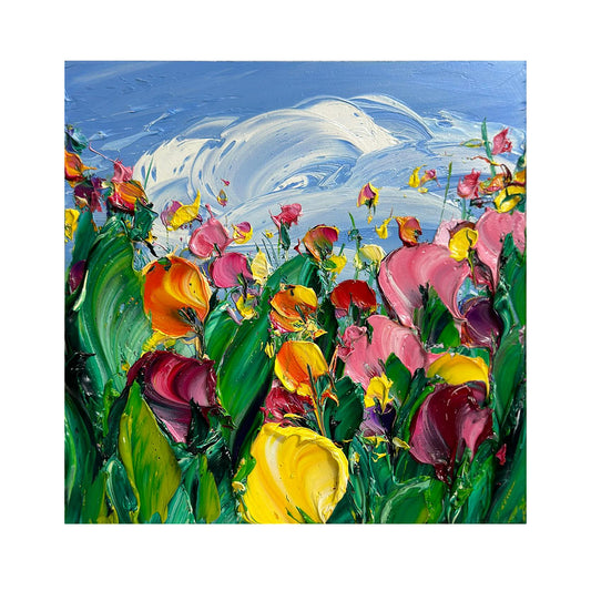 Sky Meadow Tulip Texture Painting