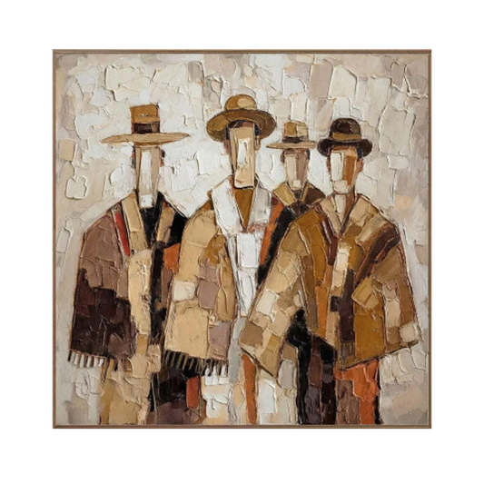 Folk Harmony – Textured Cultural Figure Art Painting