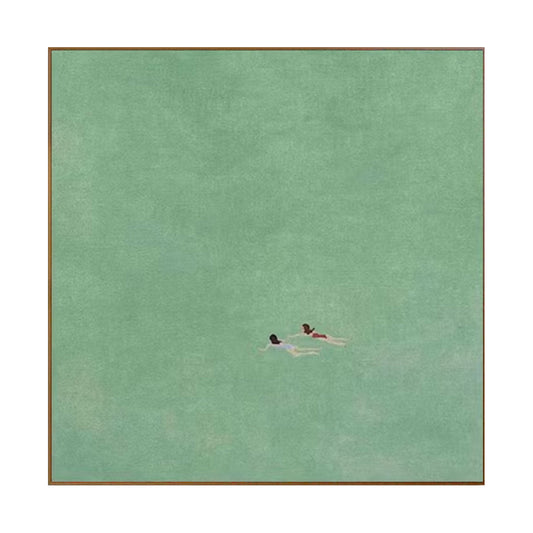 Silent Drift Mint-Green Minimalist Seascape Painting