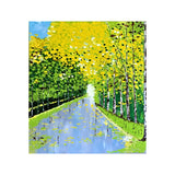 Golden Pathway Forest Landscape Painting