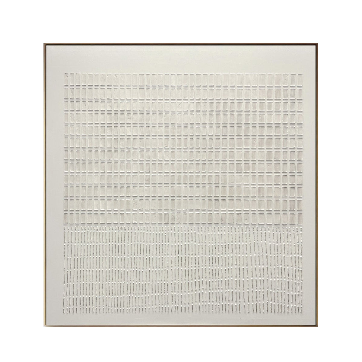 Moonlit White Relief Grid Abstract Painting