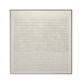 Moonlit White Relief Grid Abstract Painting