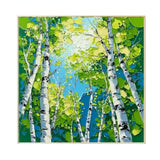 Emerald Sky Birch Forest Abstract Painting