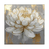 Golden Whisper White Lotus Abstract Painting