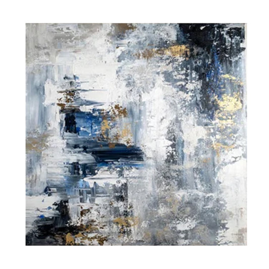 Silver Tide Blue Abstract Painting