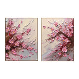 Set of 2 Soft Blush Petal Motion Floral Diptych Painting