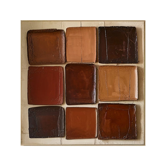 Caramel Nine-Block Textured Abstract Painting