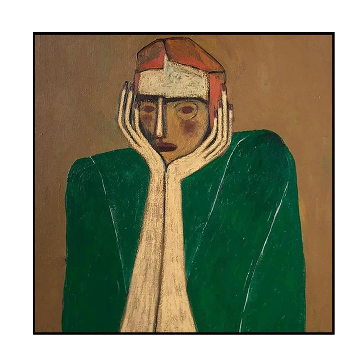 Quiet Resolve Emerald Figurative Painting