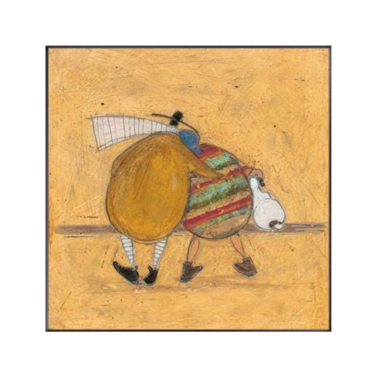 Whimsical Friends Walking Abstract Painting