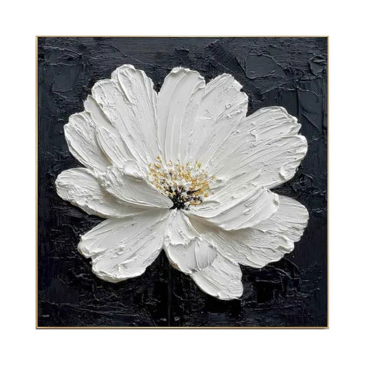 Ivory Bloom Textured Floral Painting