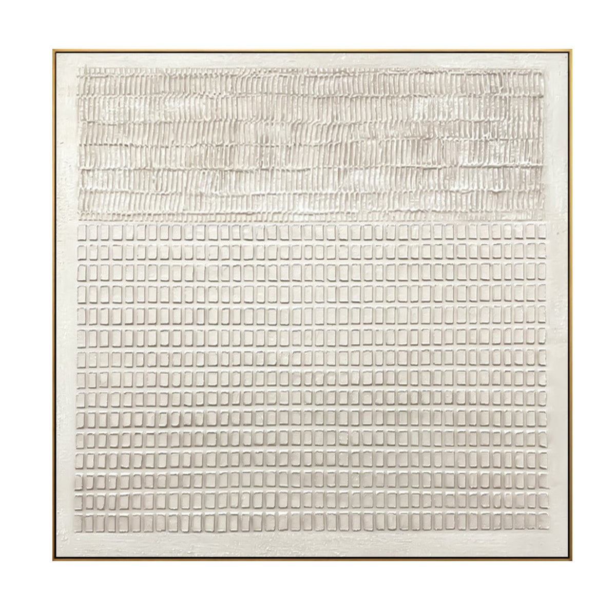 Ivory Rhythm Grid Textured Painting